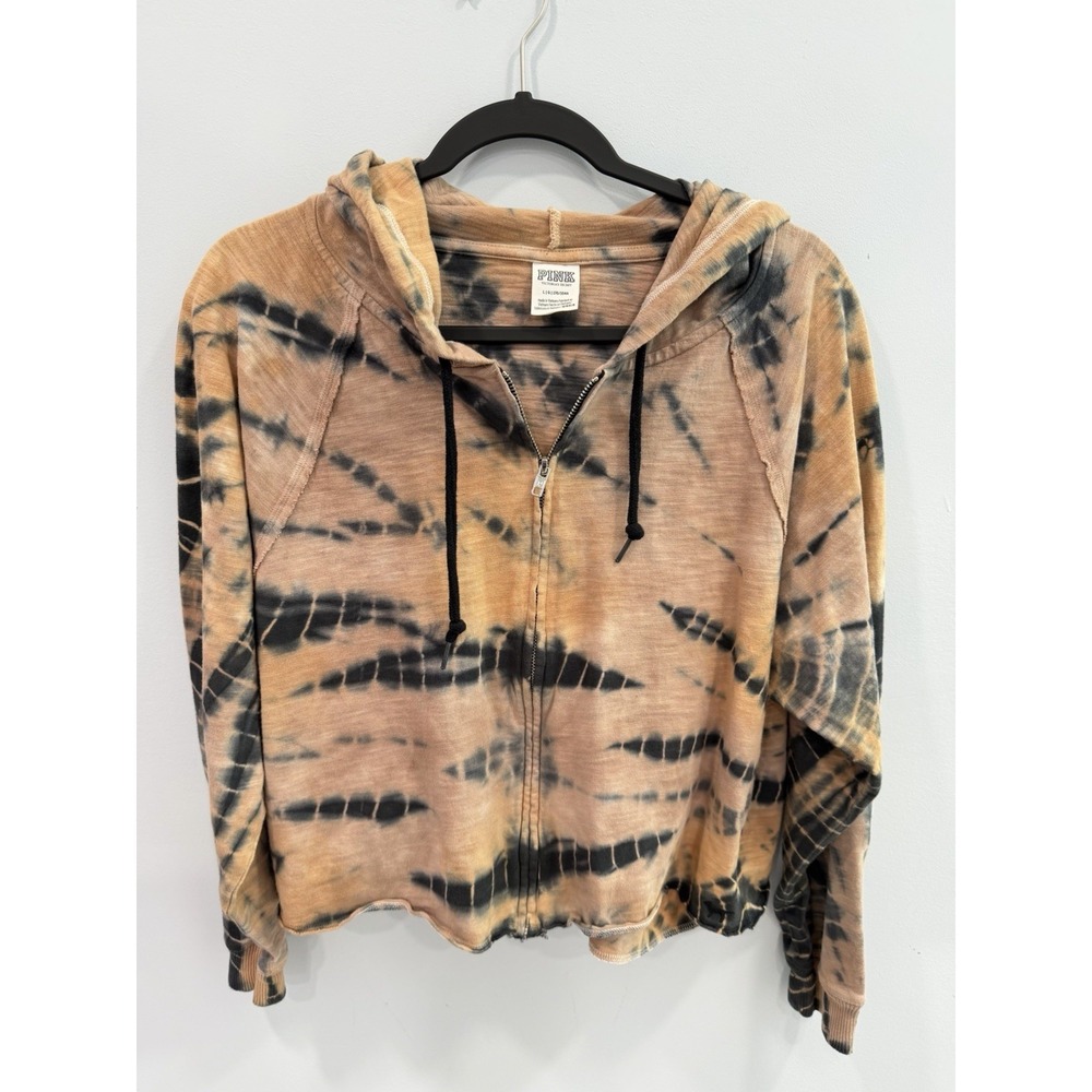 Victoria's Secret Tie-Dye Zip Hoodie in Tan and Black